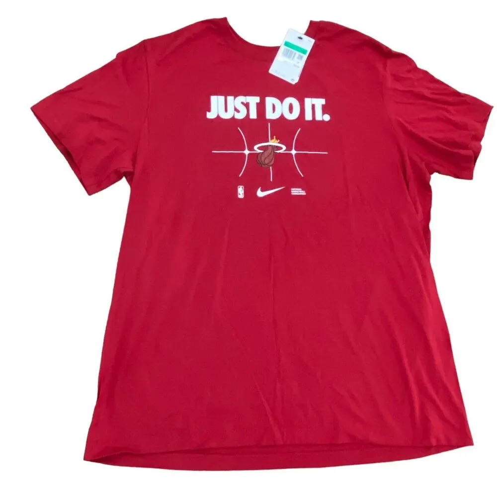 Miami Heat Nike Just Do It T-Shirt Men's 2023/24 NBA Cotton Team Logo New XL